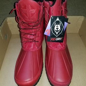 Psyberia Mudguard Red Leather & Rubber Boots Sz 13